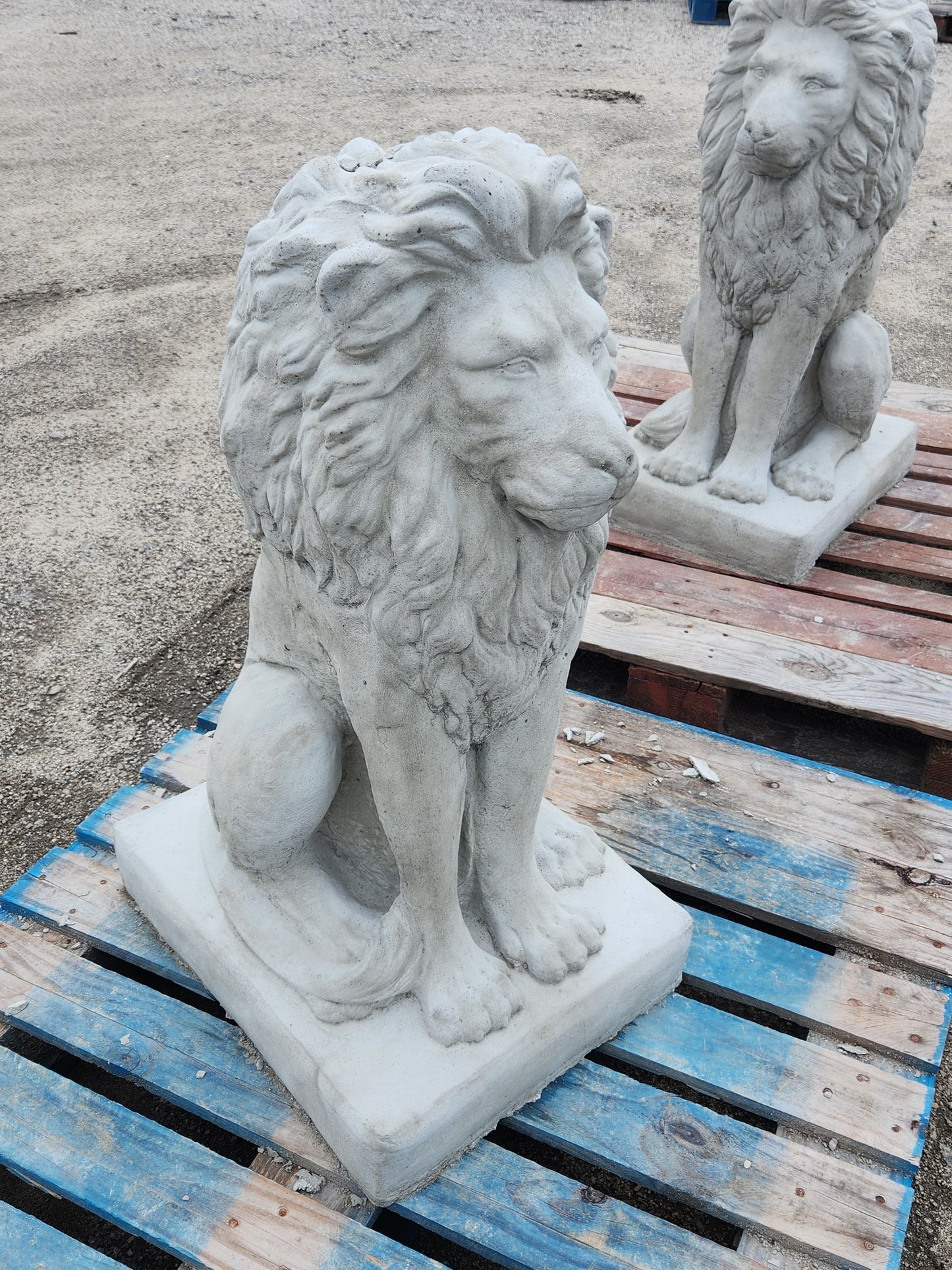 Concrete Estate Lion Statues, Set of 2