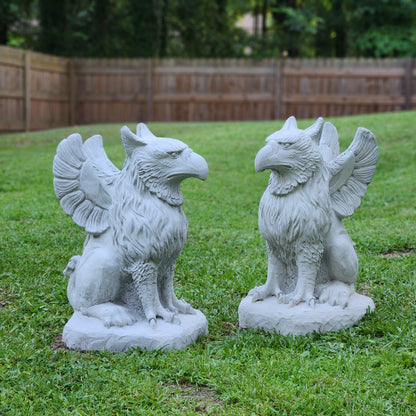 Griffin Concrete Statue, Set of 2