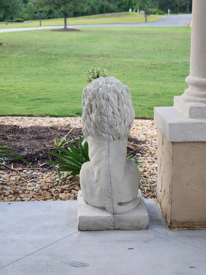 Concrete Estate Lion Statues, Set of 2