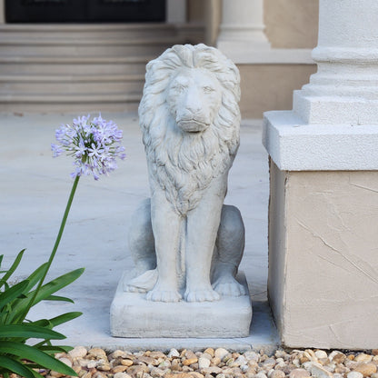 Concrete Estate Lion Statues, Set of 2