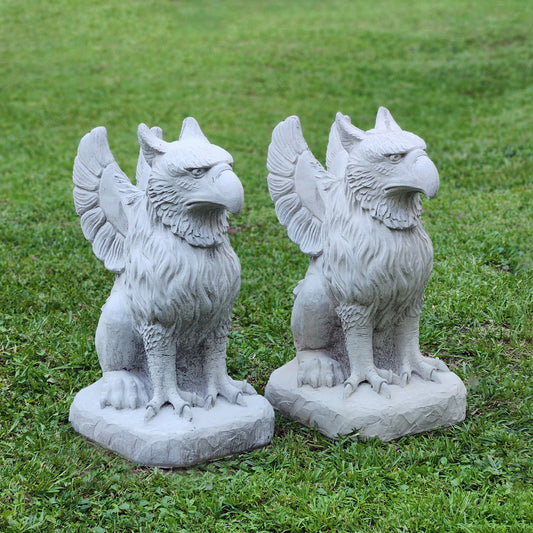 Griffin Concrete Statue, Set of 2