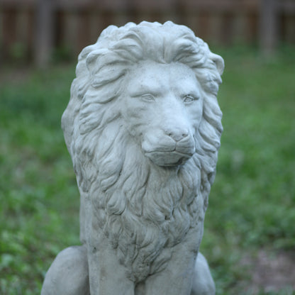 Concrete Estate Lion Statues, Set of 2