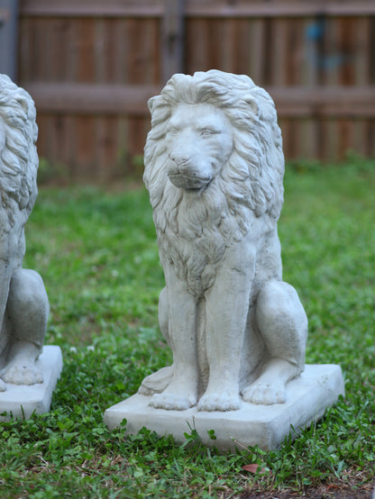 Concrete Estate Lion Statues, Set of 2